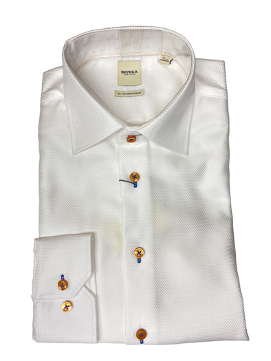 Serica Classics Semi Tapered 100% Cotton Textured Dress Shirt Taupe - C2459114