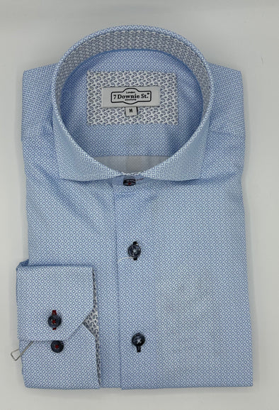 7 Downie St. Blue with Square Print Long Sleeve Sport Shirt - SW 1042 LS