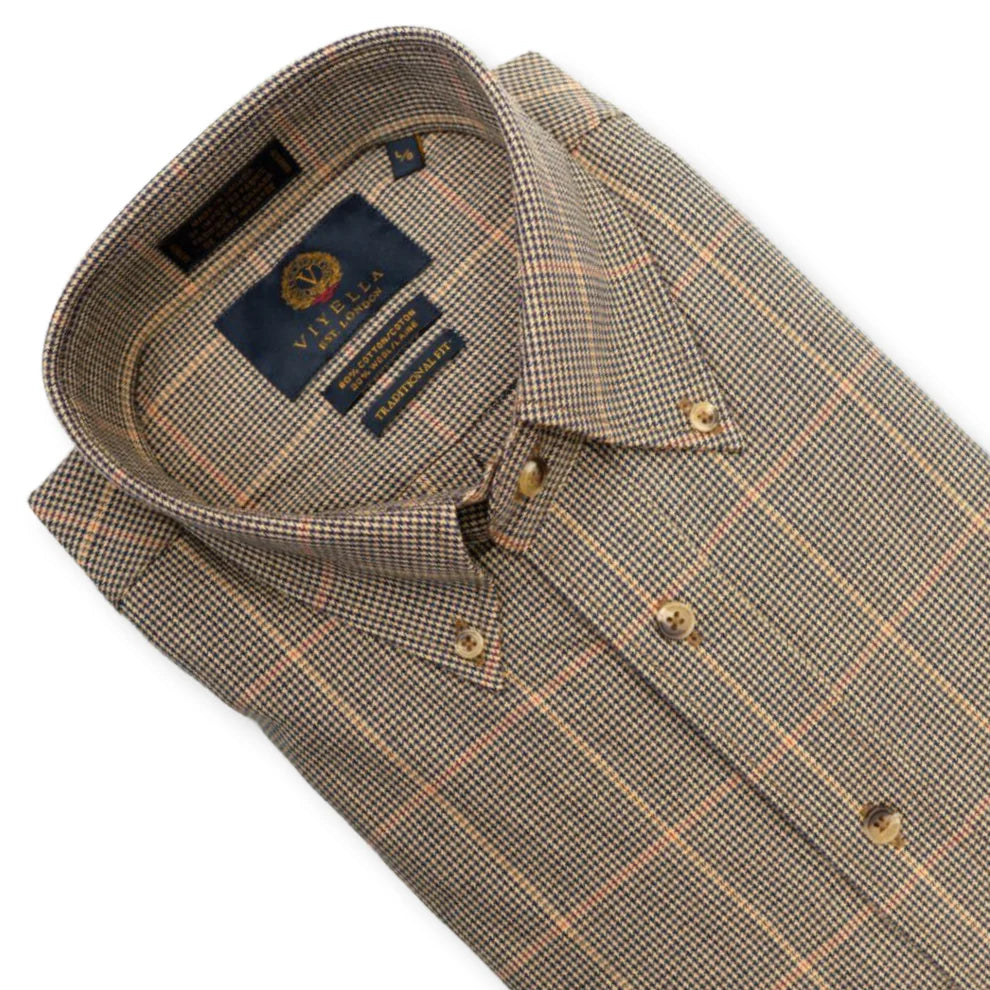 Viyella Long Sleeve Button Up Sport Shirt 80/20 Cotton & Wool - Rust 653449 7698 main image 0