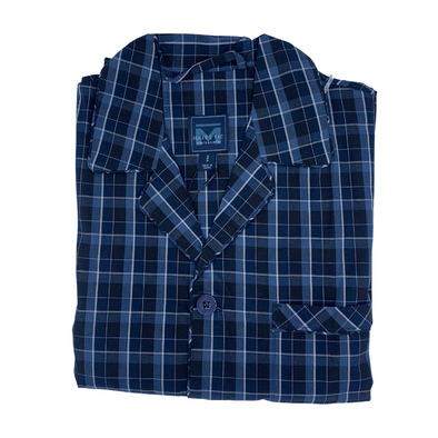 Majestic International 100% Cotton Navy Blue Plaid Pyjama Set - 12835190 - 432