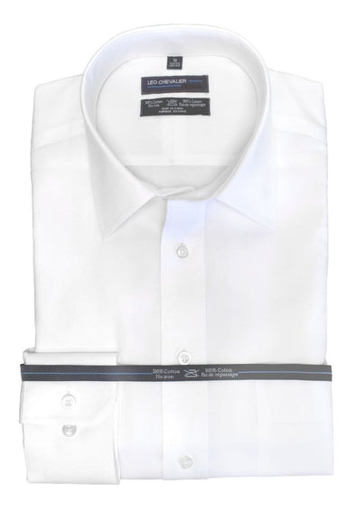 Leo Chevalier 100% Cotton Non-Iron White Dress Shirt Tall Fit - 225170/QT 0137