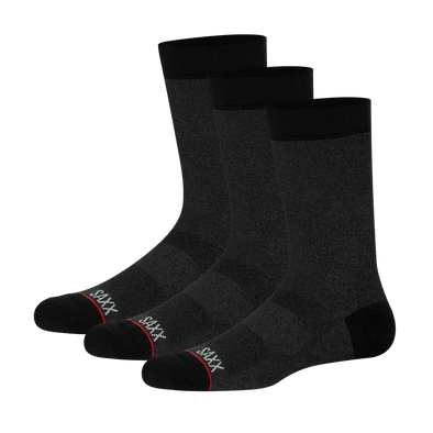SAXX "The Whole Package" Black Heather Crew Socks - 3-Pack - SXCR302
