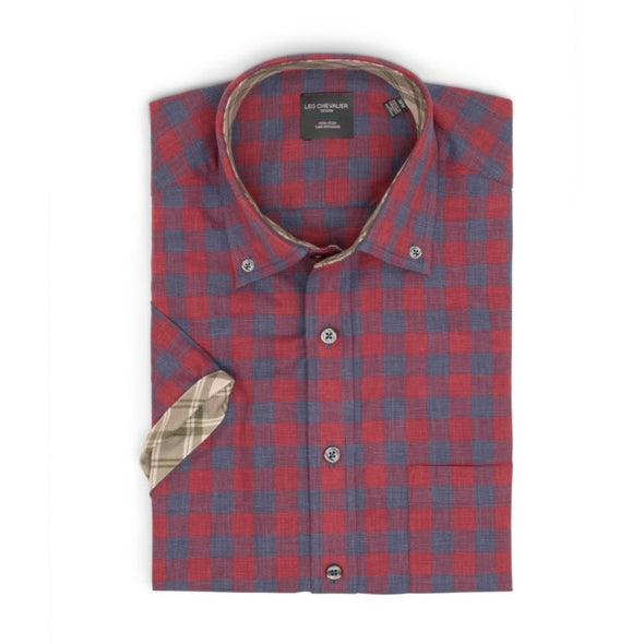 Leo Chevalier 100% Cotton Non-Iron Regular Fit Sport Shirt - Red - 528383 4500
