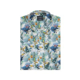 Leo Chevalier Multi Tropical Print Short Sleeve Sport Shirt - 622353 9100