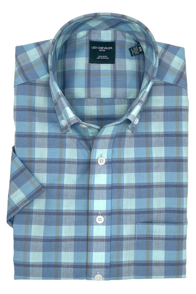 Leo Chevalier Short Sleeve Sport Shirt Aqua - 622379 5200 QT