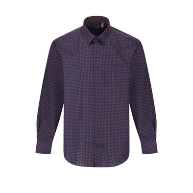 Leo Chevalier Long Sleeve 100% Cotton Non-Iron Button Down Collared Sport Shirt Wine-623461-4698