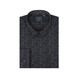 Leo Chevalier Long Sleeve 100% Cotton Non-Iron Button Down Collar Sport Shirt Black -623462-0998