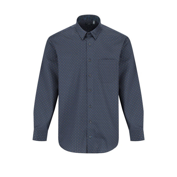 Leo Chevalier Long Sleeve 100% Cotton Non-Iron Button Down Collared Sport Shirt Navy - 623471