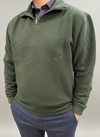 Leo Chevalier Green and Navy Textured Quarter Zip Sweater