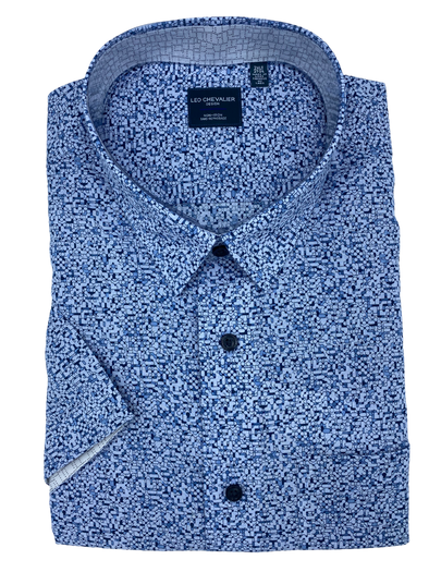 100% Cotton Leo Chevalier *Tall Sizes* Sky Blue Short Sleeve Sport Shirt