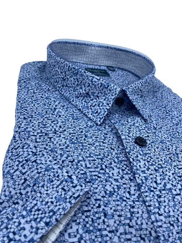100% cotton Leo Chevalier Non-Iron Sky Blue Short Sleeve Sport Shirt - 622369 1300