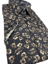 100% Cotton Leo Chevalier Fitted Short Sleeve Sport Shirt - Black 622224 0900