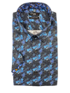100% Leo Chevalier Short Sleeve Fitted Sport Shirt - Navy 622236 1900