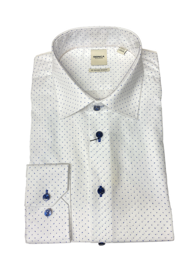 Serica Classics Semi Tapered 100% Cotton White Dress Shirt - C2462111