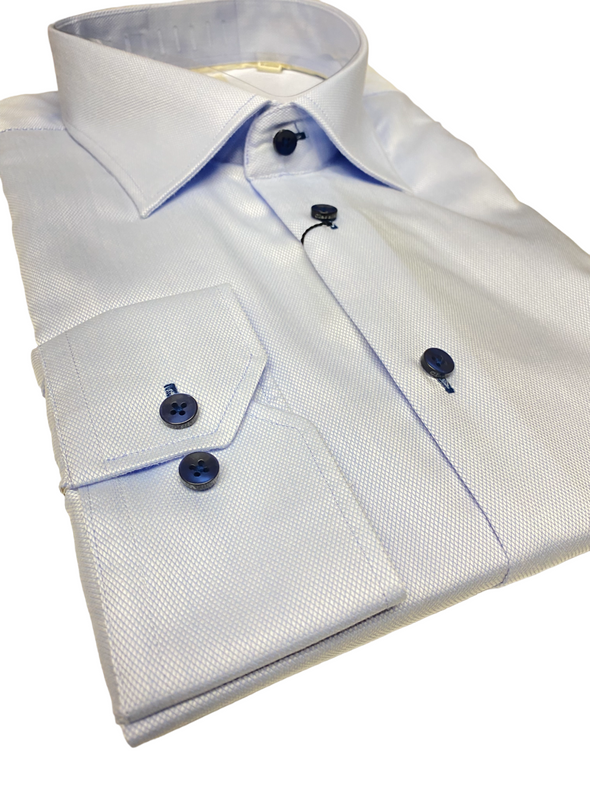 Serica Semi Tapered Classic 100% Cotton Textured Dress Shirt Navy - C2459115