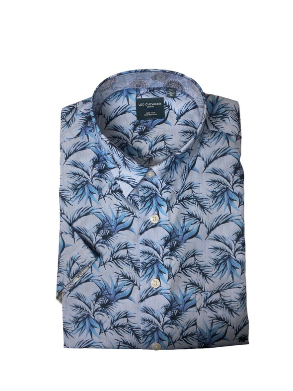 Leo Chevalier Sky Blue Short Sleeve Sport Shirt - 622350 1300