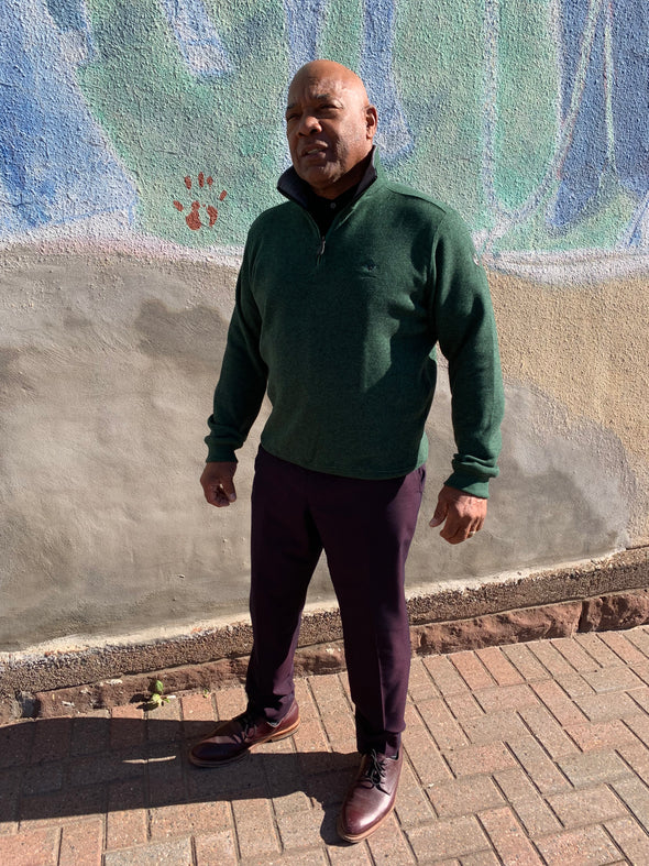 Ethnic Blue 1/4 Zip Long Sleeve Knit Sweater -