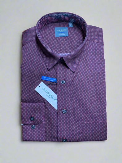 Leo Chevalier Long Sleeve Burgundy Sport Shirt - 625456 4898