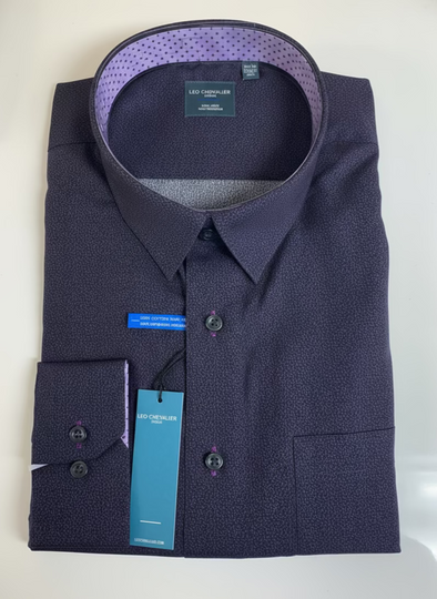 Leo Chevalier Purple Pattern Long Sleeve Mens Tall Sport Shirt - 625455/QT 8898
