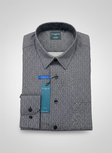 Leo Chevalier Grey/Navy Pattern Mens Long Sleeve Sport Shirt - 625466 3298