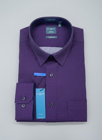 Leo Chevalier Dark Purple Pattern Mens Long Sleeve Sport Shirt - 625458 8898