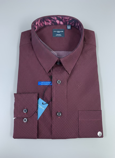 Leo Chevalier Long Sleeve Burgundy Sport Shirt Tall - 625456/QT 4898