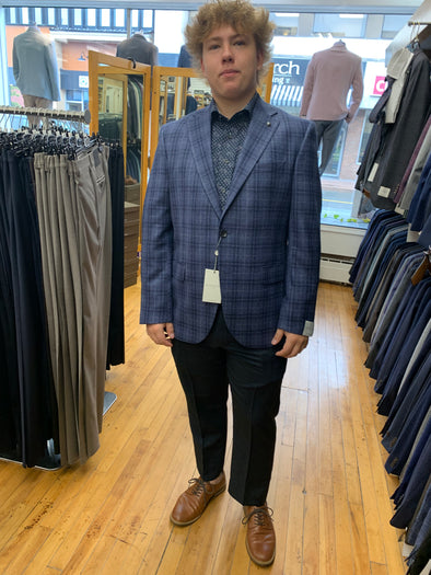 Jack Victor Navy Check Pattern Conway Sport Jacket - 1252104 605