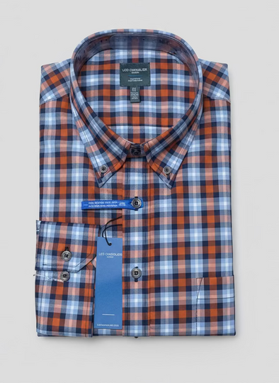 Leo Chevalier Burnt Orange Long Sleeve Sport Shirt - 625440/QT 7698