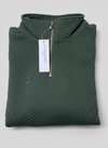 Leo Chevalier Green and Navy Textured Quarter Zip Sweater