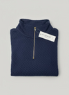 Leo Chevalier Green and Navy Textured Quarter Zip Sweater