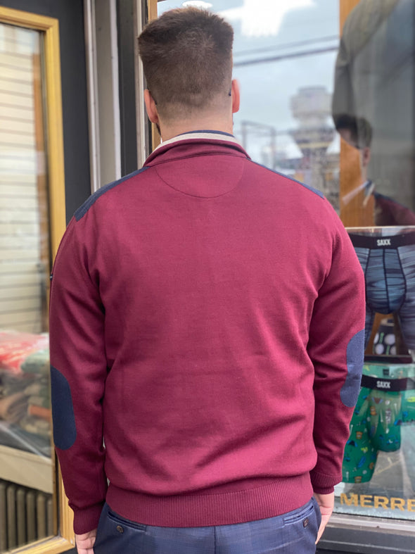 Green Coast Long Sleeve Quarter Zip Yachting Sweater - W52512