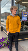 Ethnic Blue 1/4 Zip Long Sleeve Knit Sweater -