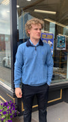 Ethnic Blue 1/4 Zip Long Sleeve Knit Sweater -