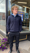 Ethnic Blue 1/4 Zip Long Sleeve Knit Sweater -