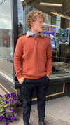 Ethnic Blue 1/4 Zip Long Sleeve Knit Sweater -