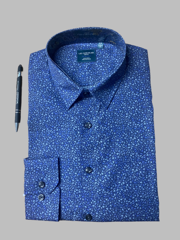 Leo Chevalier Non Iron Hidden Button Sport Shirt Navy 623472 1998