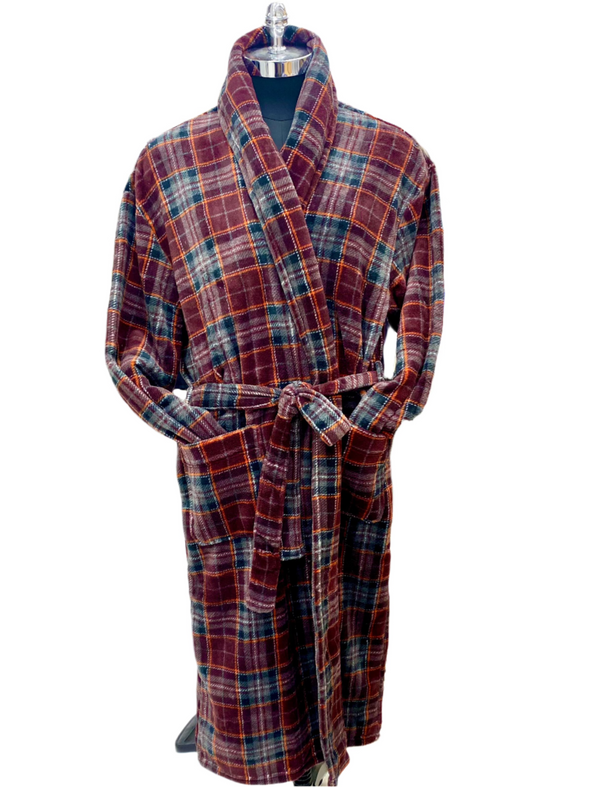 Majestic International Plaid Fleece Shawl Robe - 13023110