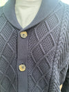 Viyella Shawl Collar Cable Button Front Cardigan Navy - 553640 1998