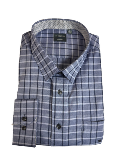 Leo Chevalier Sport Shirt Blue Check - 623476 1698