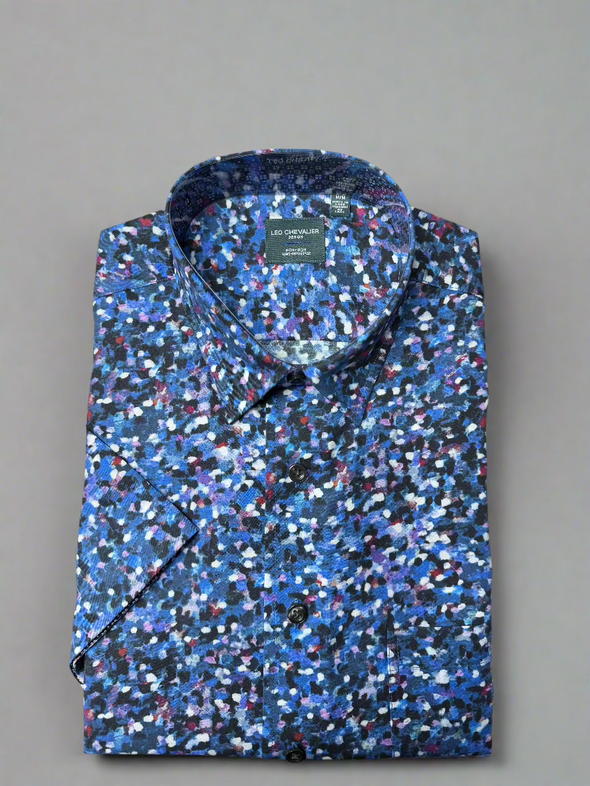 Leo Chevalier Short Sleeve Sport Shirt Blue - 624362/QT 1600 *Tall Sizes*