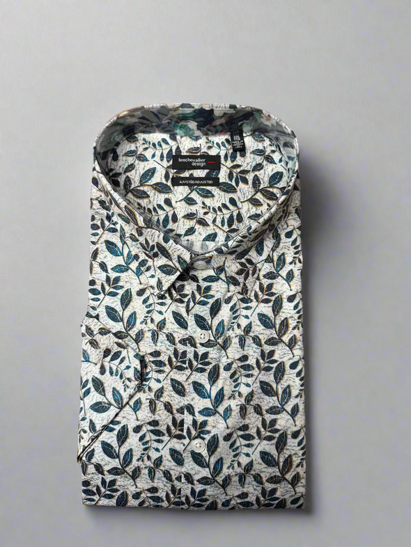 Leo Chevalier Adjusted Fit Short Sleeve Sport Shirt Navy - 624220 1900