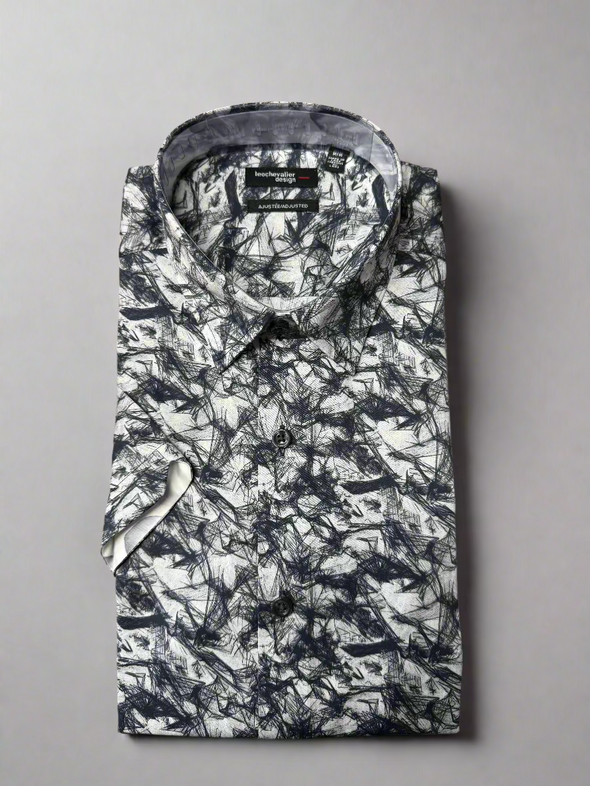 Leo Chevalier Adjusted Fit Short Sleeve Sport Shirt Black - 624236 0900