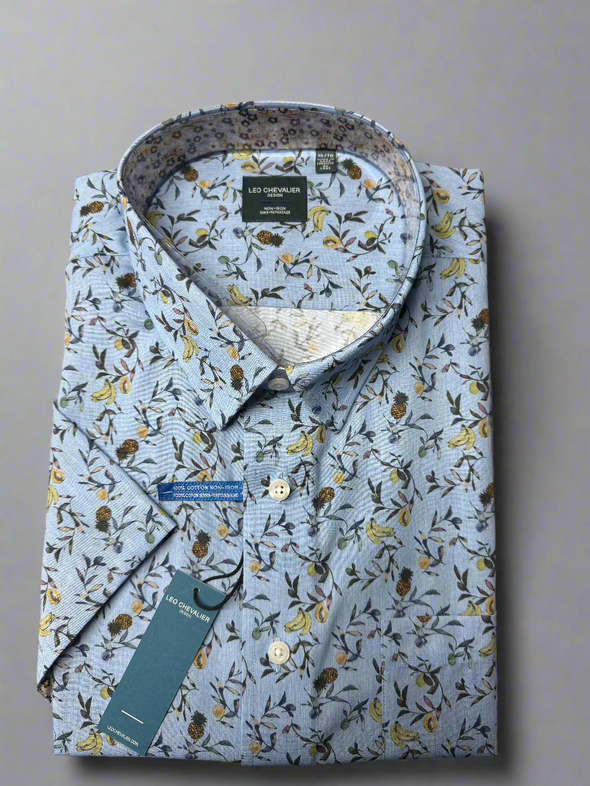 Leo Chevalier Short Sleeve Sport Shirt Light Blue - 624379 1300