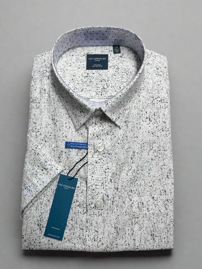 Leo Chevalier Short Sleeve Sport Shirt Grey Abstract - 624378 3200