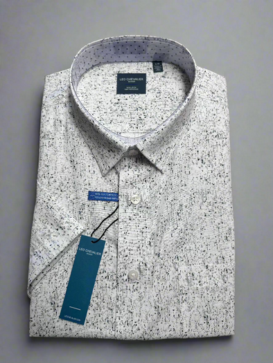 Leo Chevalier Short Sleeve Sport Shirt *Tall Sizes - Grey Abstract 624378/QT 3200