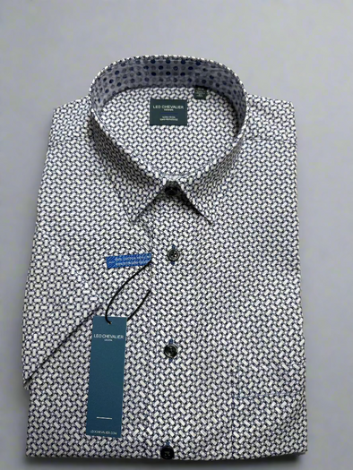 Leo Chevalier Short Sleeve Sport Shirt Blue Geo Print *Tall Sizes*- 624351/QT 1600