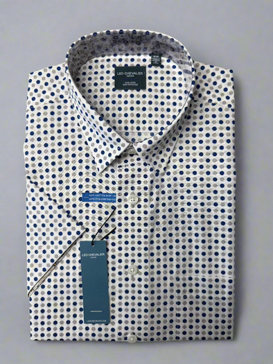 Leo Chevalier Short Sleeve Sport Shirt *Tall Sizes* Beige Print - 624352/QT 2200