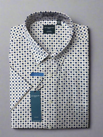 Leo Chevalier Short Sleeve Sport Shirt Beige Print - 624352 2200