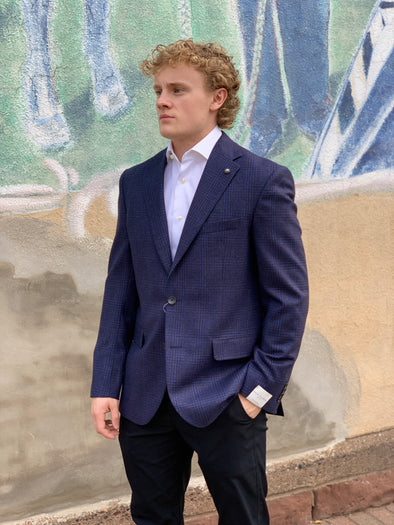 Jack Victor Neat Navy Check Conway Sport Jacket - 1252106 605