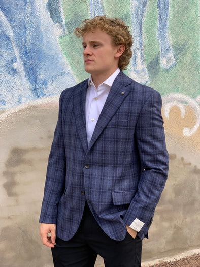 Jack Victor Navy Check Pattern Conway Sport Jacket - 1252104 605
